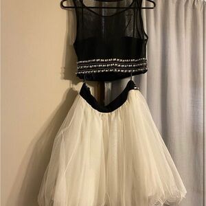 Blondie Nites Black and White Beaded Dress